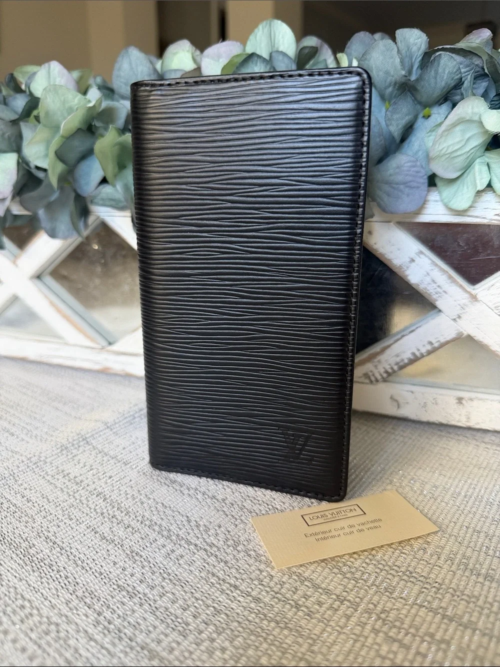 Louis Vuitton Black Epi Leather Long Wallet Check Holder Organizer Like New